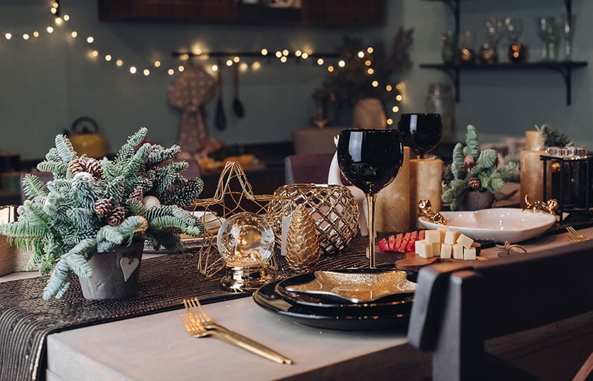 Holiday table ready for New Year celebration